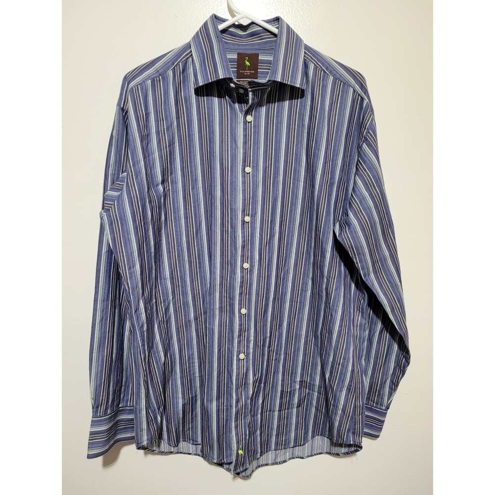 Tailorbyrd Button Down Shirt Mens XL Blue Striped Long Sleeve‎ Cotton